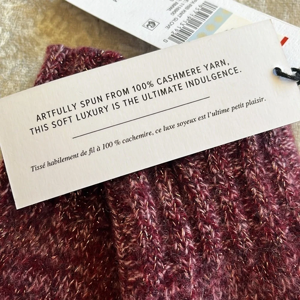 Brand New UGG Cashmere Pippa Rib Knit Gloves Metallic Shimmer Touchscreen